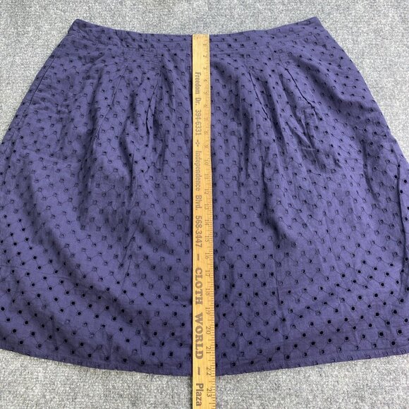 Loft Skirt Womens 14 Navy Eyelet Lace Overlay Boho Peasant Full Cotton Lined - Picture 9 of 12